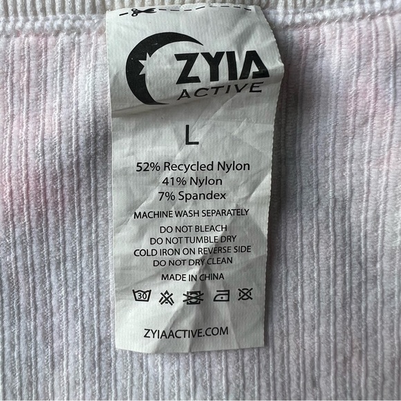 Zyia Active Neon Pastel Watercolor Tie Dye Ribbed Crop Top, Size Large - Picture 4 of 6